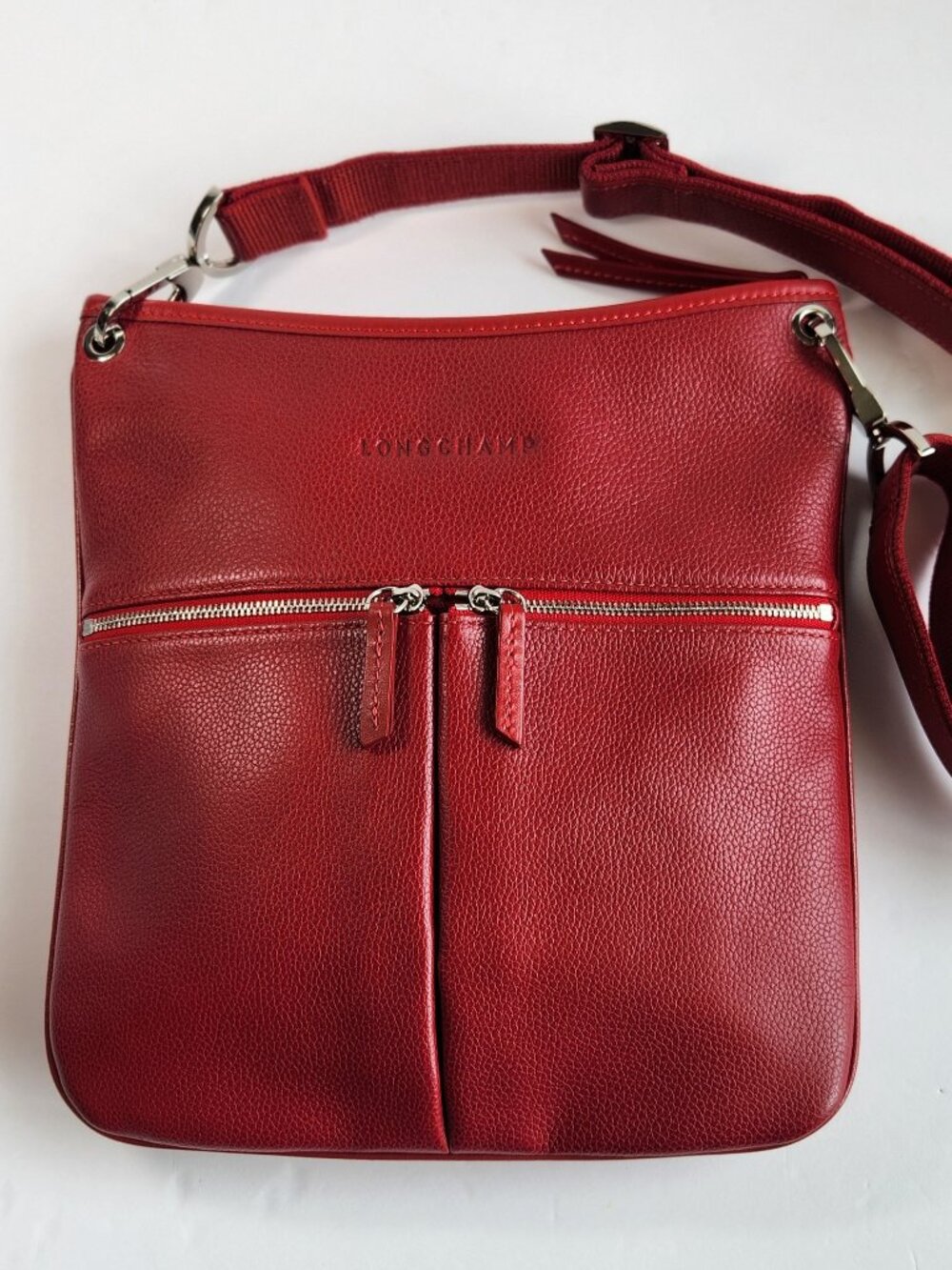 Longchamp Red Crossbody Purse Paris Purchased + Orig. Dust Bag Adjustable Strap